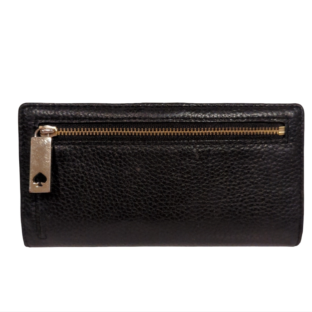 Kate Spade Leather Bifold Wallet with Gold Zipper